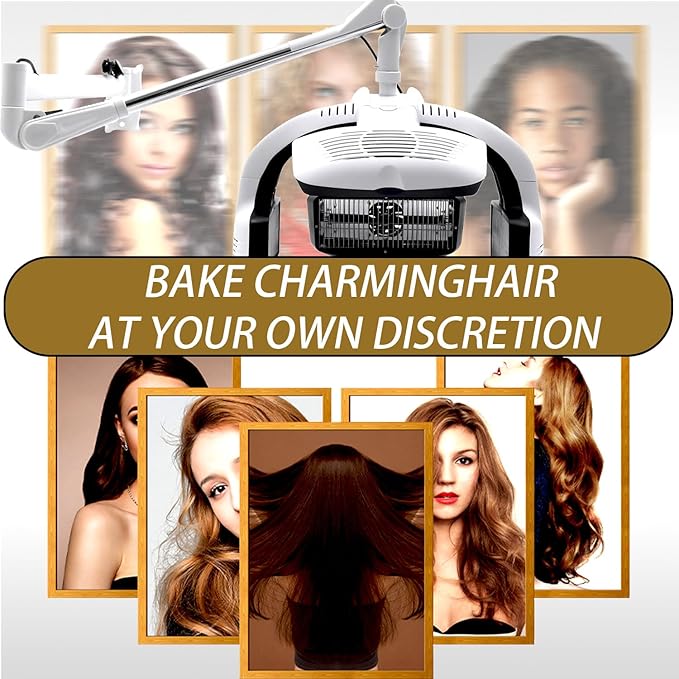 Wall Mounted Orbiting Hair Dryer Temperature Adjustable Salon Hair Perming Machine 360 Degree Rotating Heating Ring Rotating Hair Treatment Machine with 5 Heating Discs vertical-110v