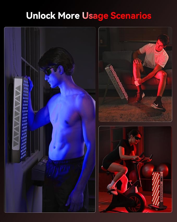 Red Light Therapy for Body Face 3+4 Chips 7 Wavements 460nm-880nm Red Light Panel with 4 Modes Dimmable &amp Timer Blue Lights Infrared Light Therapy for Home Office Gym Elite 156 LEDs