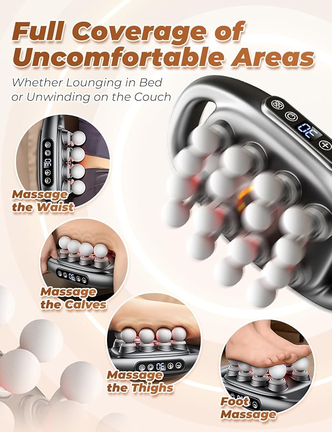 Veloreva Massager - 16 Head Massage Gun Deep Tissue for Pain Relief Pro Massager with 3 Modes &amp 30 Levels Back Massagers for Back Shoulders Legs Foot Body Fast Relief (White)
