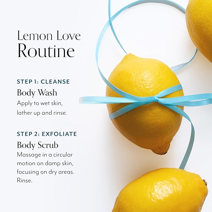 Bliss Lemon Love Exfoliating Duo: Soapy Suds Body Wash &amp Body Scrub with Shea Butter and Coconut Oil - Lemon and Sage - 17 Fl Oz - Gentle and Hydrating for Supremely Soft Skin