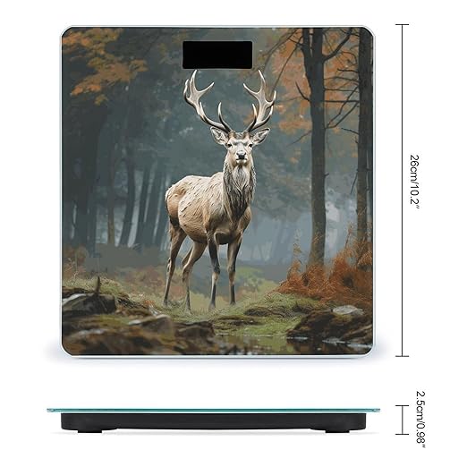 Deer Animals Bathroom Scale for Body Weight Bathroom Weighing Scale with Backlit LCD Display Highly Accurate Measures Weight Up to 180kg