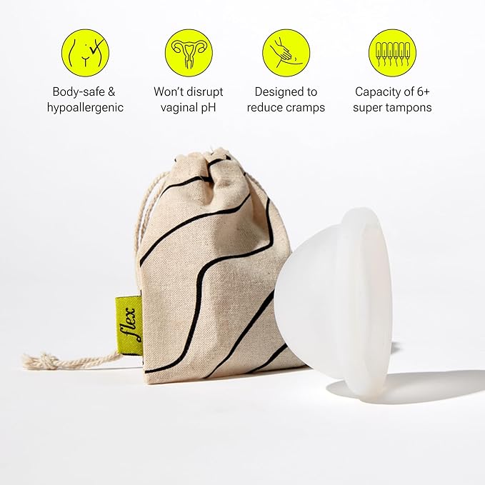 Flex Reusable Disc &amp Flex Daily Liners (50 Count) Bundle | Beginner-Friendly Tampon Alternative | Unscented | Disc Capacity of 6 Super Tampons