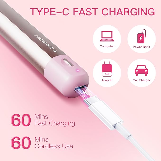 Nose Hair Trimmer for Women 3in1 Facial Hair Removal Trimmer - Metal Body Rechargeable Waterproof Portable - Nose Ear Eyebrow Peach-Fuzz Lips Chin (Pink)