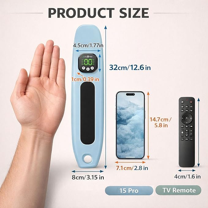 Rechargeable Electric Wrist Massager Portable Hand Heating Pad with 8 Modes &amp 30 Intensity Levels Wrist Massage Machine Wearable Hand Heating Pad for Daily &amp Sports (White) (Blue)