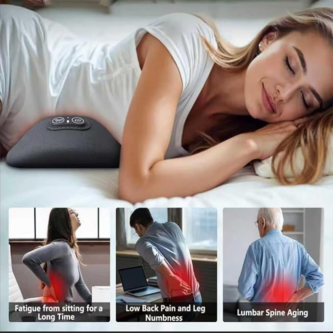 Smooth Triple Fusion Back Massager with Heat 3-In-1 Traction &amp Vibration for Sciatica &amp Lower Back Pain Relief Ergonomic Lumbar Support(Black)