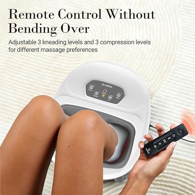 Foot Massager for Plantar Fasciitis Upgraded Full Feet Shiatsu Massage with Heat Remote Control Multi-Level Settings Foot Massager for Neuropathy for Women Men(White)