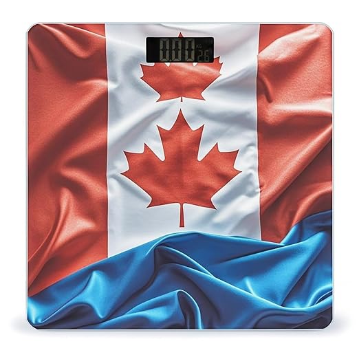 Retro Canada Flag Smart Scale for Body Weight Accurate Bathroom Scale with LED Display Digital Weight Scales Weighing Machine High Precision Scales for Bath Home
