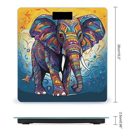 Digital Bathroom Scale for Body Weight Scale with Bright LCD Display High Accuracy Step-On Technology Auto On/Off Colorful Elephant Digital Scales 400 Lbs /180kg