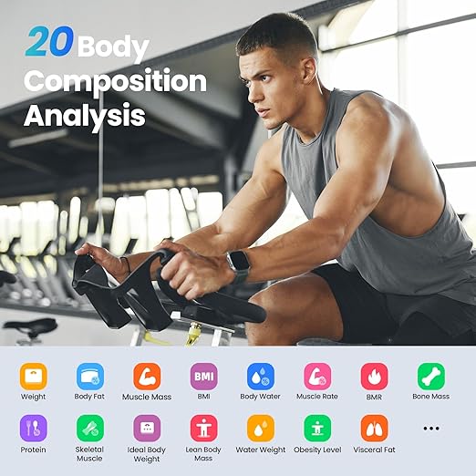 Smart Scale for Body Weight 4.3 Color Display Digital Weight Scale High Precision Wi-Fi Bathroom Scale with BMI Body Fat Muscle Mass 20 Body Composition Scale Sync App 400 lbs Black