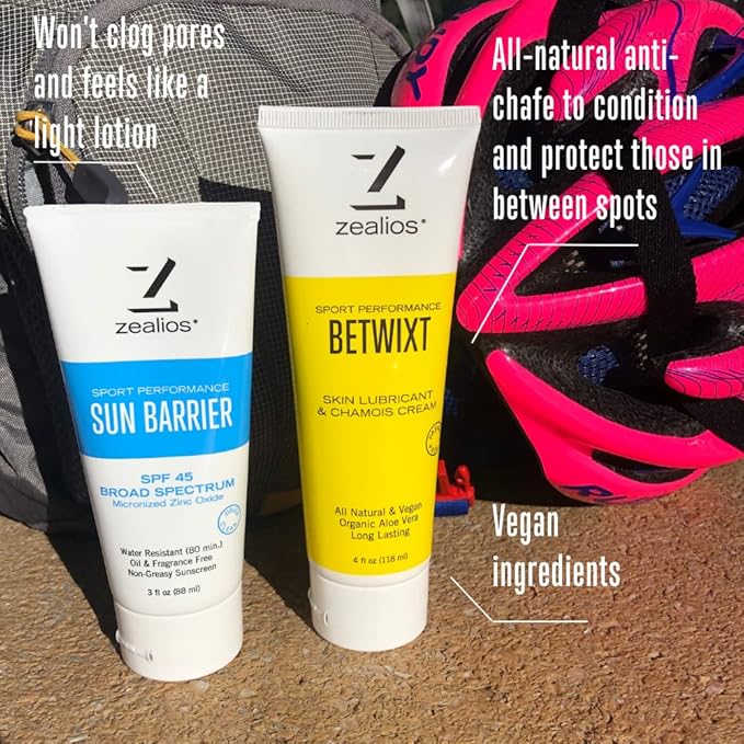 Zealios Skin Hydrating Body Wash (8 Oz) &amp Betwixt Athletic Anti-Chafe Cream (4 Oz) Organic Skin Lubricant Moisturizing Formula
