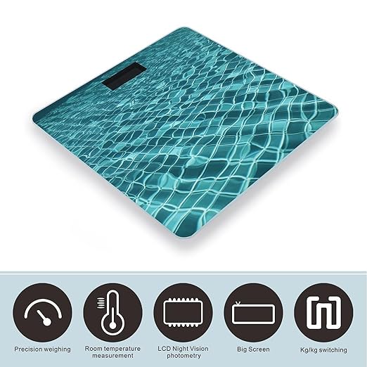 Swimming Pool Water Scale for Body Weight Anti-Slip Digital Bathroom Scale Sturdy Toughened Glass Weighing Scales High Precision Safe Rounded Corners Smart Scales
