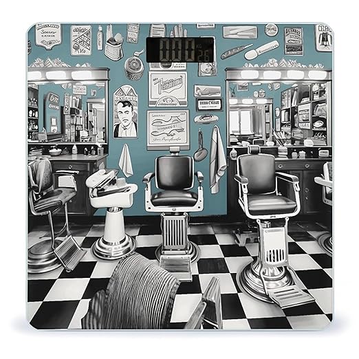 Barber Shop Scale for Body Weight Safe Rounded Corners Tempered Glass Digital Bathroom Scale LED Display 400lb Capacity Weight Scales with High Precision Sensors