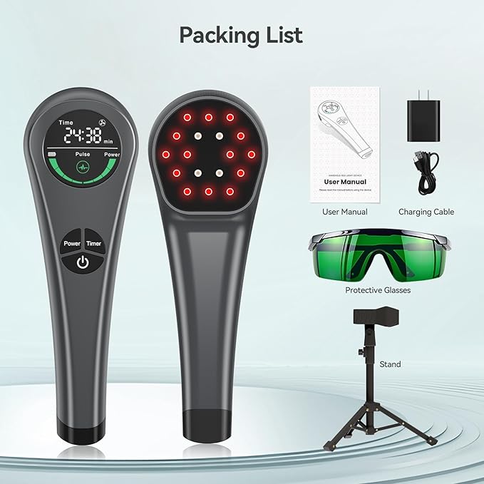 Handheld Red Light Therapy with StandNear Infrared Light Therapy Devices for Pain Relief Joint and Muscle Pain for Pets(4 * 808nm+14 * 650nm)