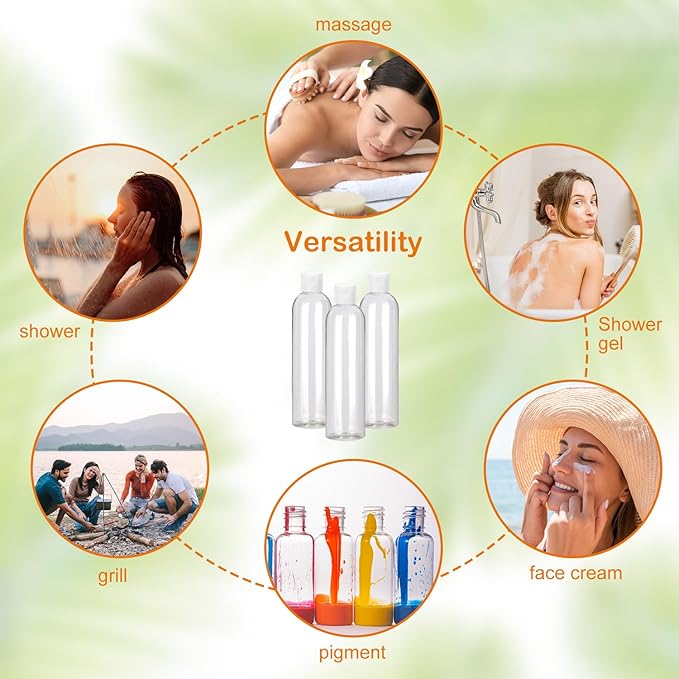80 Pack 4 oz Plastic Bottles with White Top Caps Clear Empty Bottles Cosmetic Containers for Lotion and Shampoo Travel-Friendly Bottles BPA-Free for Liquids and Personal Care