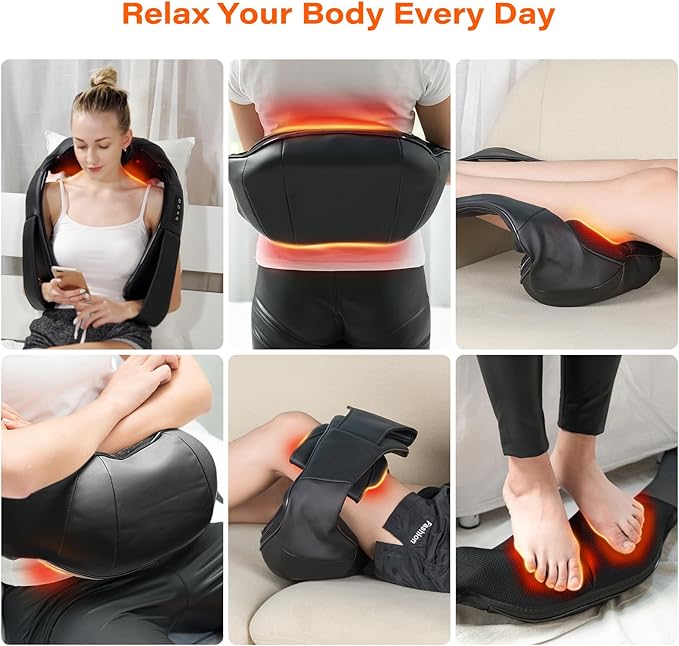 Neck Massager with Heat Back Massager Deep Tissue Electric 3D Kneading Massage Pillow for Pain Shiatsu Back and Shoulder Massager Birthday Christmas Gift for Women Men Dad Mom