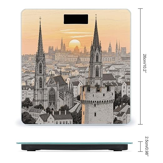 Ancient City Skyline Scale for Body Weight Sturdy Tempered Glass Weighing Scales with LCD Display Accurate Digital Bathroom Scale Convenient Body Fat Smart Scales Easy Read