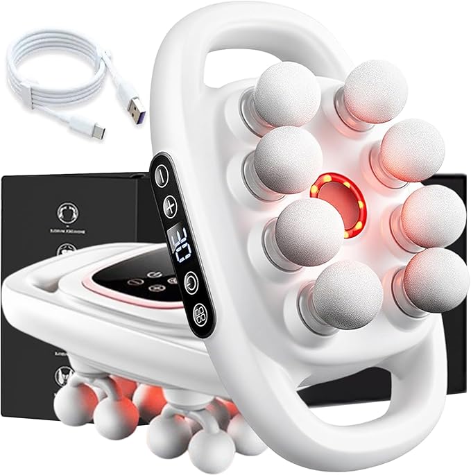 16-Head Massage Gun Deep Tissue Back Massager Gun for Pain Relief Deep Tissue with 30 Intensities Levels &amp 9 Modes Percussion Massage for LegsArmsWaistBackButtocks-Full Body Muscle