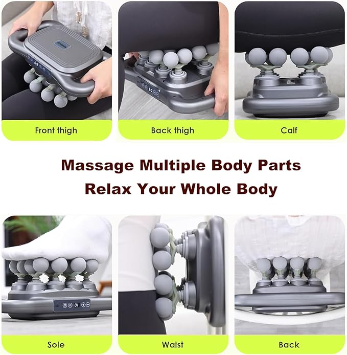 16-Head Massage Gun for Muscle Massage Featuring 9 Modes &amp 9 Speed Settings for Neck Shoulders Buttocks and Legs (Dark Grey)