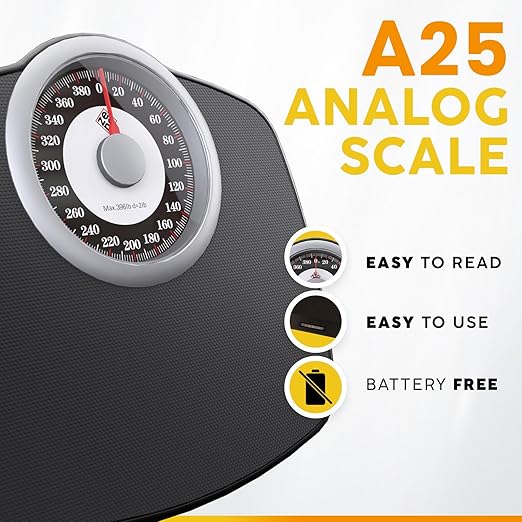 Zeno A25 Scales for Body Weight - Up to 400 LB - New - 5.3 Dial on 12.4 x 10.2 Platform - Anti-Skid Rubber Surface - Bathroom Scale Analog - Durable with 20-Year Assurance