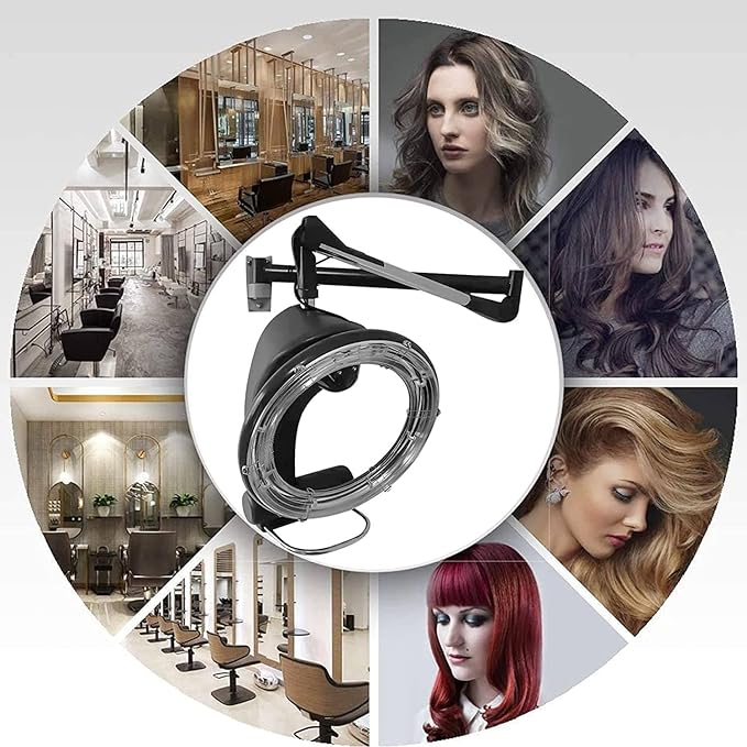 Wall Mounted Orbiting Hair Dryer 950W Hair Salon Color Processor Dryer 360° Rotating Heating System Adjustable Timer and Temperature for Salon Home Use