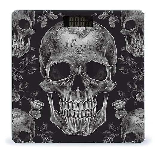 Skull Skeleton Bathroom Scale for Body Weight LCD Display Digital Bathroom Scale Tempered Glass Bathroom Weight Scales Fashion Smart Scales for Home Bedroom 400 Lb