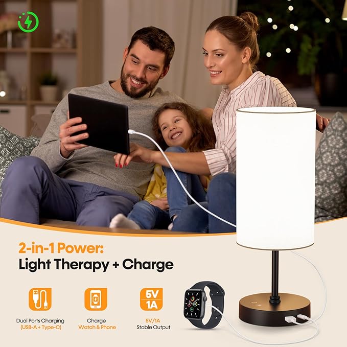 NIORSUN Light Therapy Lamp10000 Lux Sun Lamp with Remote3 Color Temperatures &amp Stepless DimmingHappy Sunlight Lamp with USB C &amp A PortsUV-Free Full Spectrum Light for Home Office