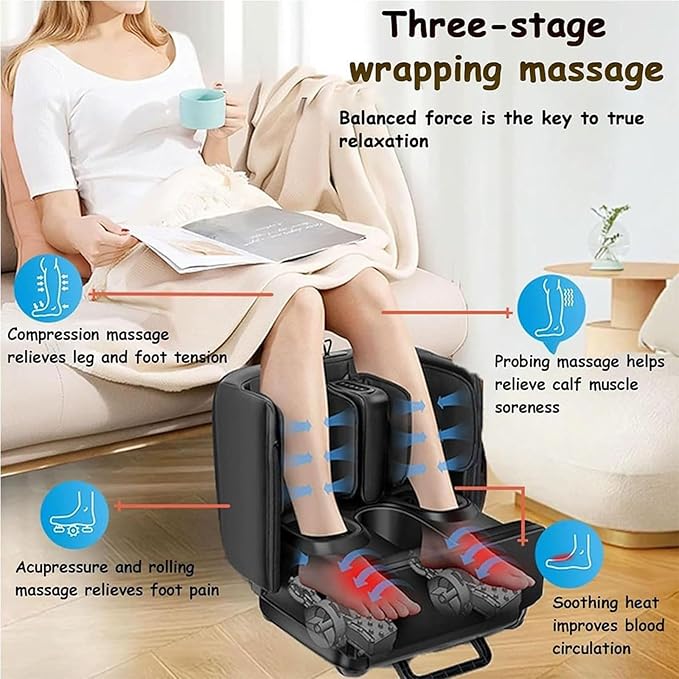 Foot Massager with HeatShiatsu Foot Massager Electric Feet Massage Machine for Plantar Fasciitis Neuropathy Circulation Electric Feet Massagers Machine for Women Men(Off-White)