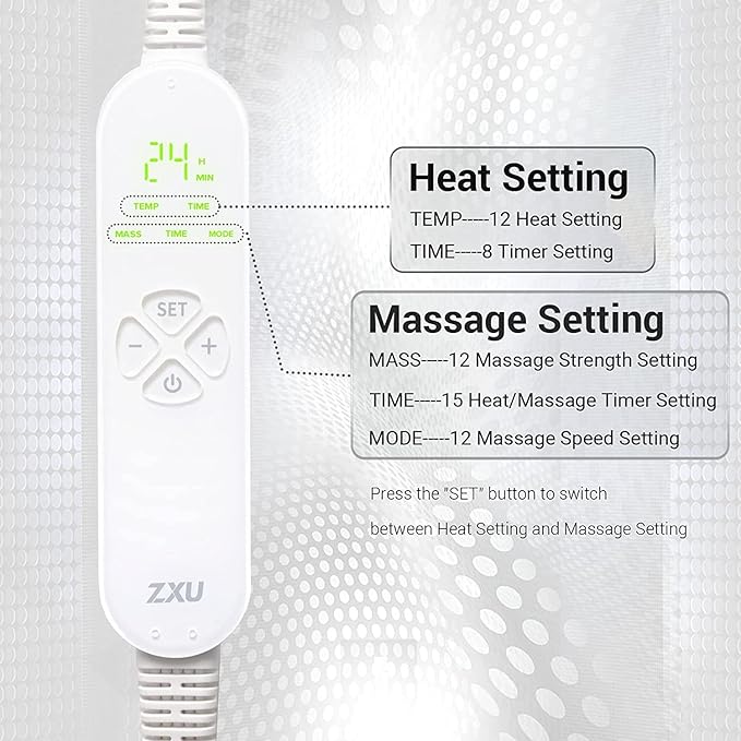 Heating Pad with Massager for Full Back and ShoulderLarge Massage Heated Wrap for Back Pain Relief12 Percussion Massaging Mode 3 in 1 Massage Electric Heating Pad (Massage + Heat + Weighted)