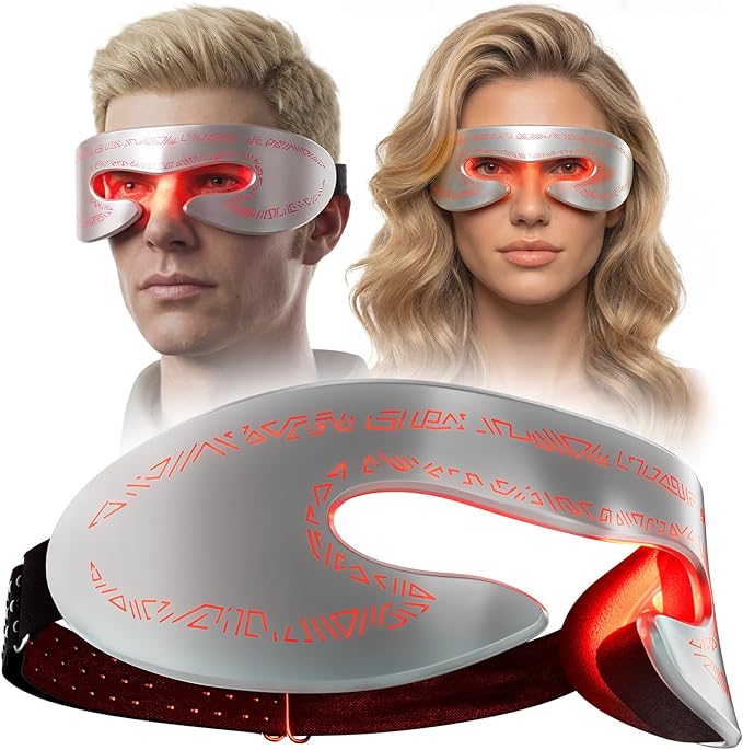 Red Light Therapy for Eyes Under Eye Red Light Eye Mask for Fine Lines Eye Bags 3 Modes Face Mask Device Infrared Light Therapy for Dark Circles Visual Wellness Eye Fatigue Jet Lag