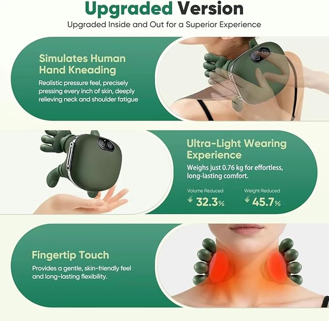 Smart Neck &amp Shoulder Massager with Heat Therapy – 2026 New 4D Wireless Massager Shiatsu Deep Tissue Relief with Heat Neck and Shoulder Massage Real Touch Heat Massager for Relaxation