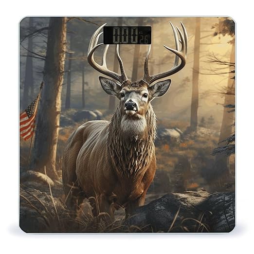 Deer Hunting Season Scale for Body Weight Highly Accurate Digital Bathroom Body Scale Digital Bathroom Scales for People Anti-Slip Large LCD Display Smart Scales