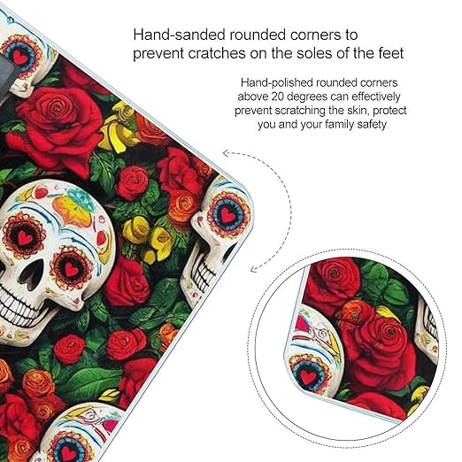 Automatic Switch Digital Bathroom Weighing Scale Smart Scale for Body Weight Mexican Day Dead Rose Sugar Skulls