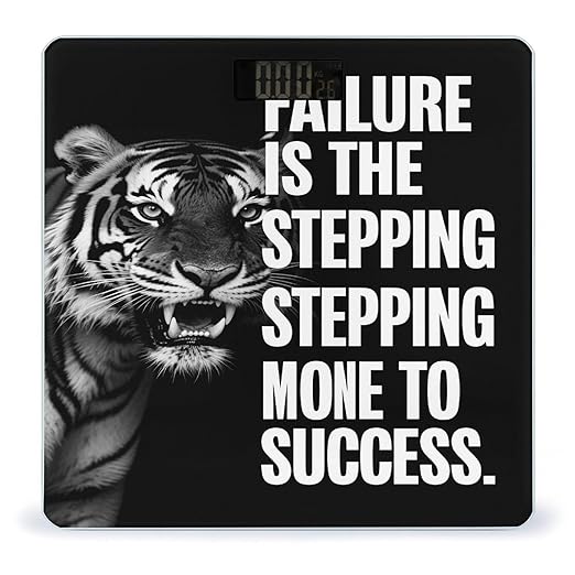 Wildlife Tiger Motivational Quotes Weight Scale Large Digital Bathroom Scales with Bright LED Display Non Slip Digital Scale and Step On Fashion Weighing Machine for Body