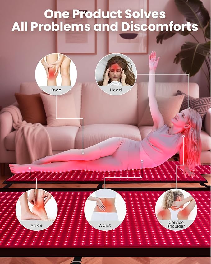 Red Light Therapy Mat Full Body 74.8x33.6 Infrared Red Light Therapy Blanket with 2630 LEDs 660nm &amp 850nm Dual Wavelength Pulse Modes Timer &amp Intensity Control