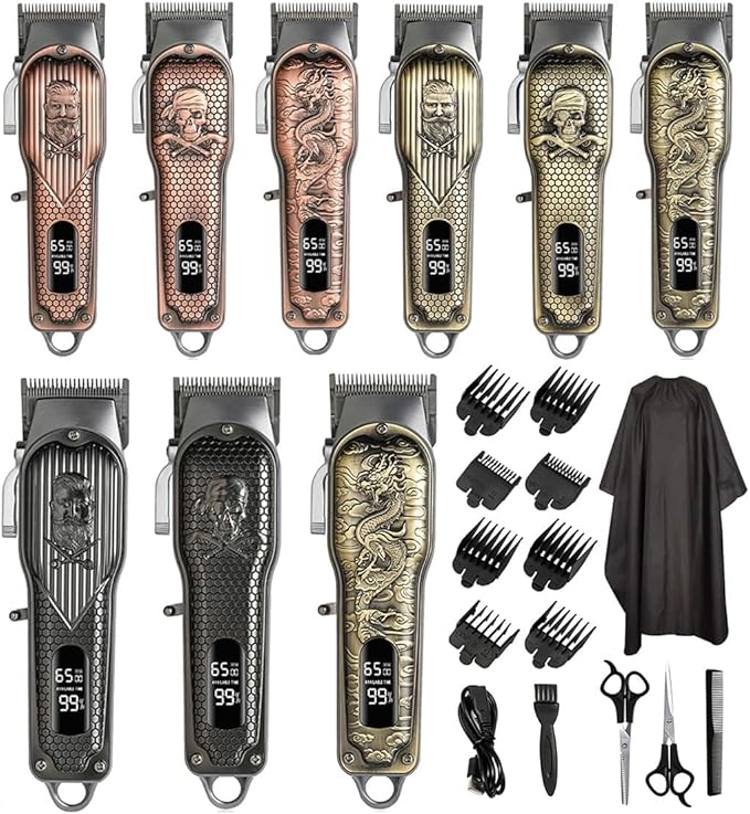 Razors Hair Clipper Professional Electric Hair Clipper USB Charging LED Smart Display Screen Multi-Functional high Power Hair Clipper(Black Gentleman)