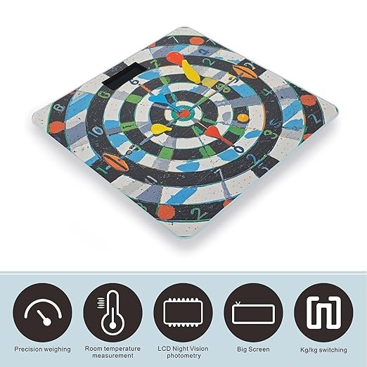 Colorful Dart Board Scale for Body Weight Highly Accurate Digital Bathroom Body Scale Digital Bathroom Scales for People Anti-Slip Large LCD Display Smart Scales