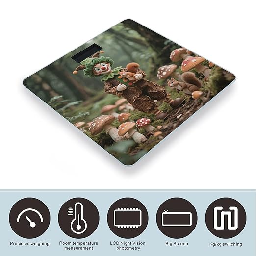 Forest Clown Scale for Body Weight Sturdy Tempered Glass Weighing Scales with LCD Display Accurate Digital Bathroom Scale Convenient Body Fat Smart Scales Easy Read