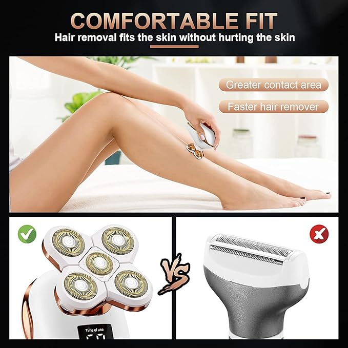 2-in-1 Electric Razors for Women Wet/Dry 5D Razor &amp Hair Trimmer with USB Adapter Charging Cable5D Rechargeable Rotary Shaver Lithium-Ion Battery Water Resistant Grooming Kit Color B