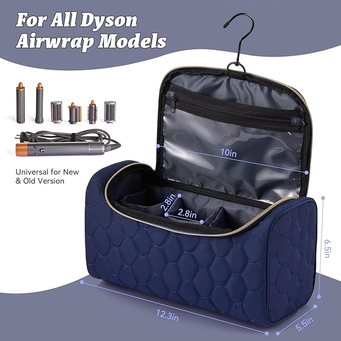 Travel Case for Dyson Airwrap Complete Style Portable Padded Storage Bag with Hanging Hook Fits All Dyson Airwrap Models &amp Attachments Blue
