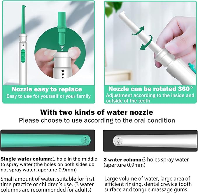 Water Dental Flosser Teeth PickPortable Water FlosserOhyesbae Water tap Water Picks for Teeth Cleaning(No Electric Power)Water Dental Picks for Travel Home Use (Family)