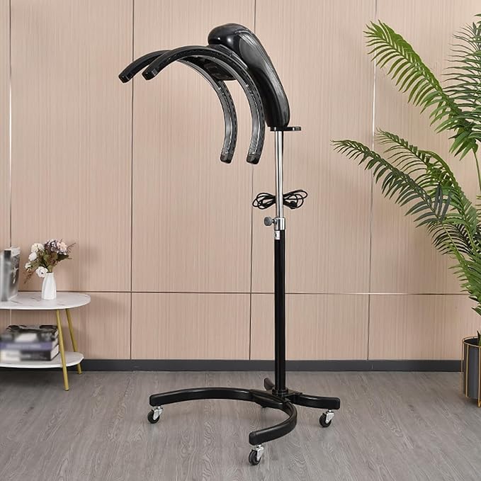 Jcgly Standing Hair Dryer 1200W Professional Orbiting Hair Color Processor with Rolling Base Sit Under Hair Dryer for Salon(Black)