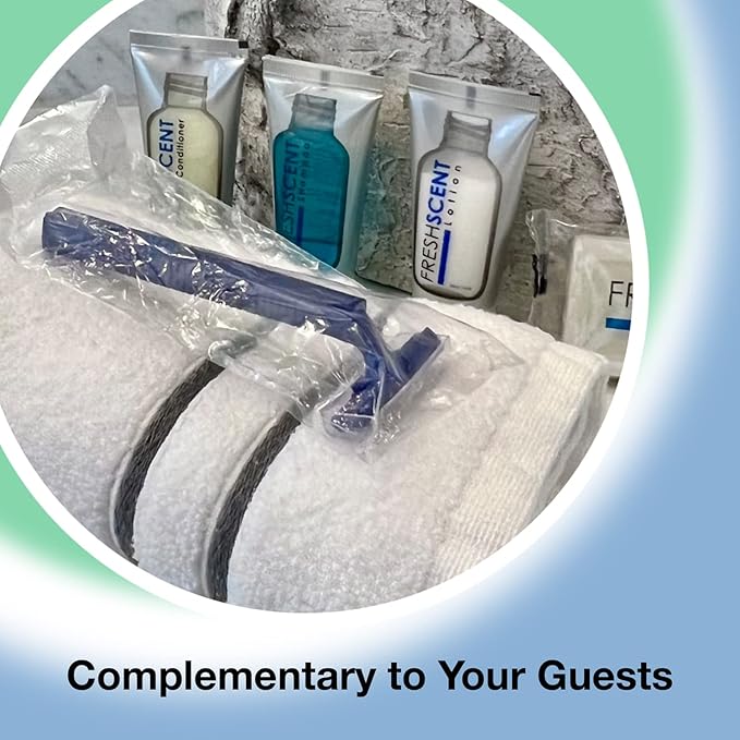 Freshscent (144 Pack) Individually Wrapped Twin Blade Razors with Clear Safety Cap Disposable Bulk Packed Sold by the Case. Unisex.