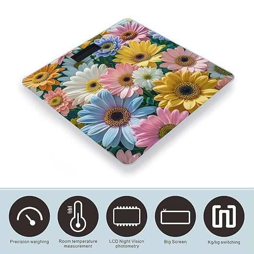 Flowers As Background Scale for Body Weight Smart Scales Digital Bathroom Scale High Precision Weighing Scales with Large Display Weighing Machine for People