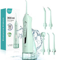 COSLUS Water Dental Flosser Teeth Pick C20(F5020E): Portable Cordless Oral Irrigator 300ML Rechargeable Travel Irrigation Cleaner IPX7 Waterproof Electric Flossing Machine for Teeth Cleaning Green