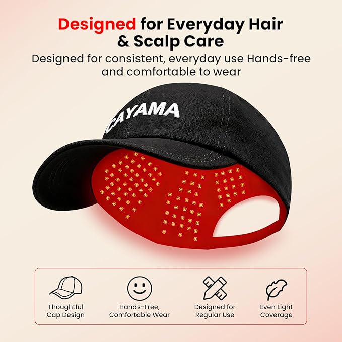 CAYAMA Red Light Hair Growth Cap for Men &amp Women 528 Total Light Emitters Full-Scalp Coverage Adjustable Fit At-Home Scalp Care