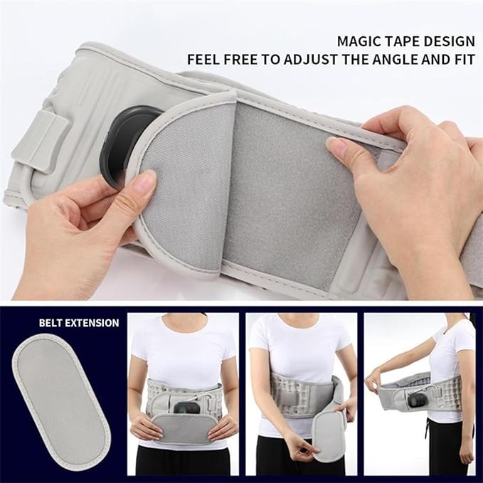 Heated Back Support Belt Adjustable Lumbar Brace for Comfort and Warmth Massage Inflatable Brace for Spinal Lumbar Woman Men Heating Pad