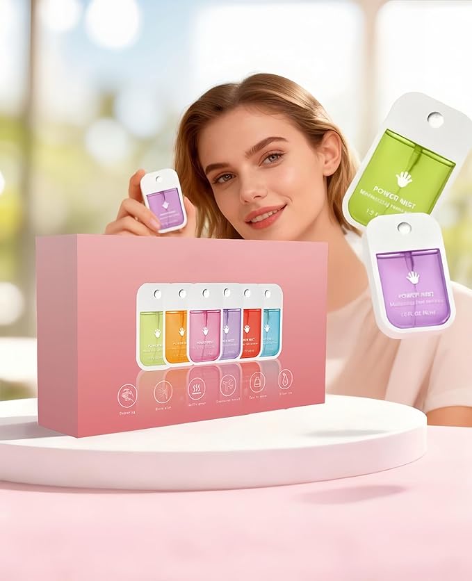 6PCS Hand Sanitizer Spray Pocket Power Mist Hydrating Hand Sanitizers Spray Travel Size Portable Hand Sanitizer Multi-Flavor for Adults and Kids