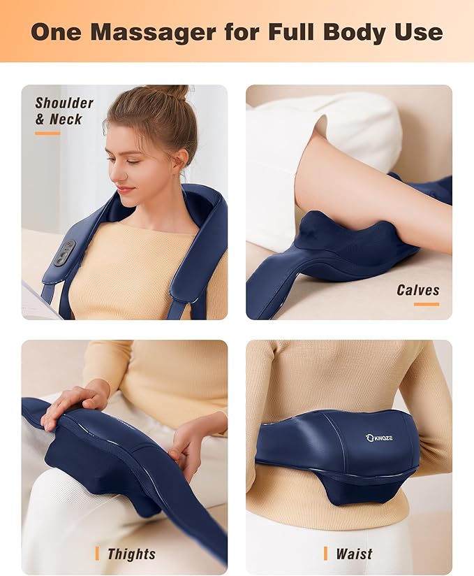 Neck and Shoulder Massager with Heat Cordless Back and Neck Massager for Pain Relief Upgraded Graphene Heating 4D Shiatsu Deep Kneading for Shoulder Back &amp Leg Portable Gift for Dad Mom &amp
