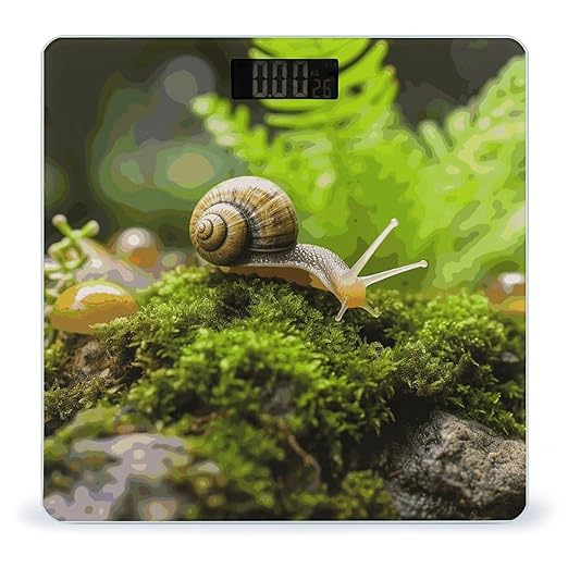 Snail Crawling Scale for Body Weight Anti-Slip Digital Bathroom Scale Sturdy Toughened Glass Weighing Scales High Precision Safe Rounded Corners Smart Scales