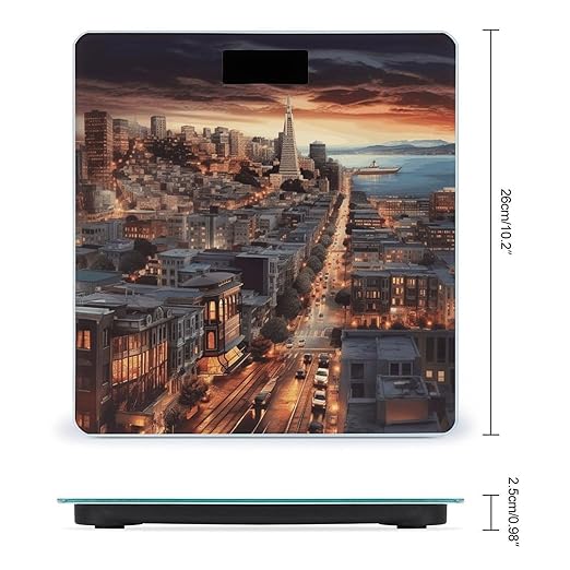 San Francisco Bathroom Scale Large LCD Backlight Display Digital Scale Rounded Corners Body Scales Automatic Power On/Off Bathroom Scales for Home Bedrooms